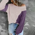 thumbnail image 4 of Herrnalise Women's Knitted Crop Tops Autumn And Winter Casual Round Neck Pullover Blouse Long Sleeve Patchwork Tops Sweater Pullover Jumper Sweaters, 4 of 7