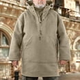 thumbnail image 6 of comerut Men Autumn Winter Mid-length Sweatshirt Hooded Lace-up Long Sleeve Front Pocket Hoodie Solid Color Thick Warm Pullover Top, 6 of 8