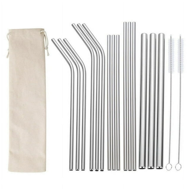 MesaSe 17 Pcs Pailles en Acier Inoxydable Ensemble avec Brosse Coloré Paille Réutilisable
