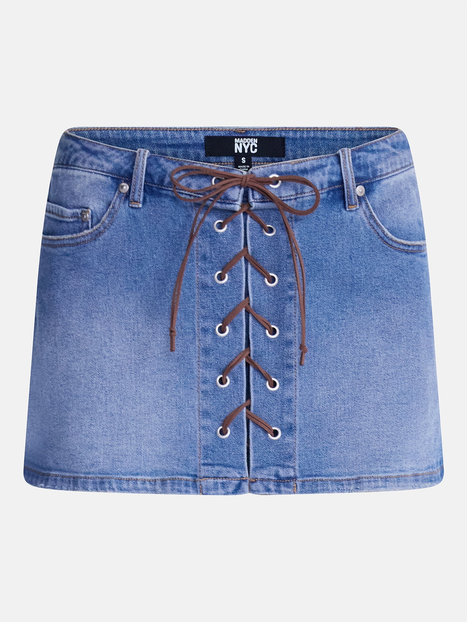 Madden NYC Women’s Lace Up Denim Mini Skort, Sizes XXS-XXL
