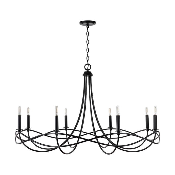 Chandelier 8 Light Matte Black Metal In Transitional Style 44.5 High By 27 Wide     -Traditional Installation Capital Lighting 431681Mb