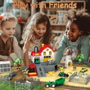 Farm Toy Playset with 49 Pieces - Barn House, 12 Animal Figurines, Tractor Truck, Fences & Play Mat | Educational Learning Toys for Kids Ages 3-12 (ASTM Certified)