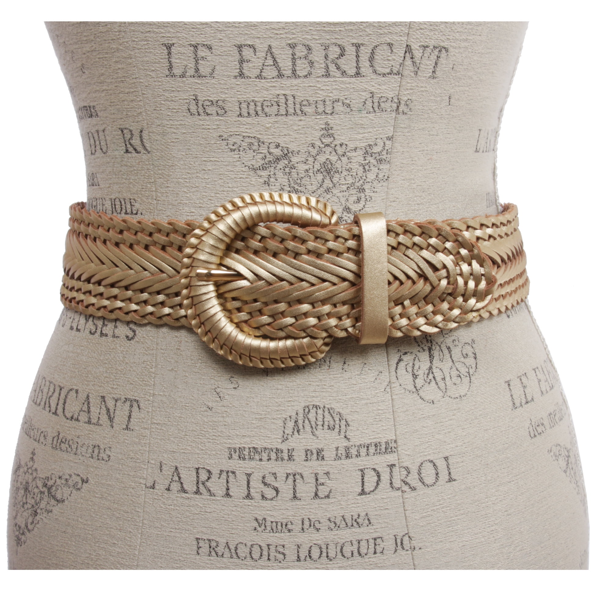 Women's 2" Wide Braided Woven Round Leather Belt