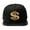 Black, variant on Men's Hip Hop Flat brimmed Hat flat brim hat Dollar Sign Snapback Hat with Gold Crystal Emblem, Faux Leather Brim Hip hop baseball cap