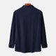 thumbnail image 4 of Top de camisa de lino y algodón de color sólido de manga larga con cuello levantado para otoño e invierno a la moda para hombre Pompotops  oipoqjl53268, 4 of 9