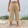 thumbnail image 5 of Loopsun Girls Capris Pants, Girls Pants Casual High Waist Loose Wide Leg Trousers Cropped Pants 4-14 Years Khaki 13-14 Years, 5 of 5
