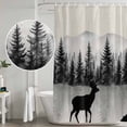 thumbnail image 5 of Deer Forest Shower Curtain, Waterproof Shower Curtains for Bathroom, Farmhouse Vintage Nature Trees Mountain Washable Fabric Bathtub Curtain Set Bath Decor with 12 Hooks 48"x72", 5 of 8