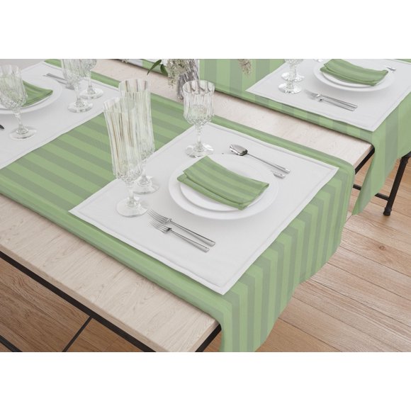 Tissu de Table 72"x120" Tissu 6,4 oz 100% Filé Filament Polyester "Damask Stripe" Couleur Motif Céleri 2/ Pack