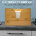 thumbnail image 2 of Dispensador de toallas de papel de madera natural, aspecto moderno de bambú, diseño innovador para cocina, baño y oficina, 2 of 6