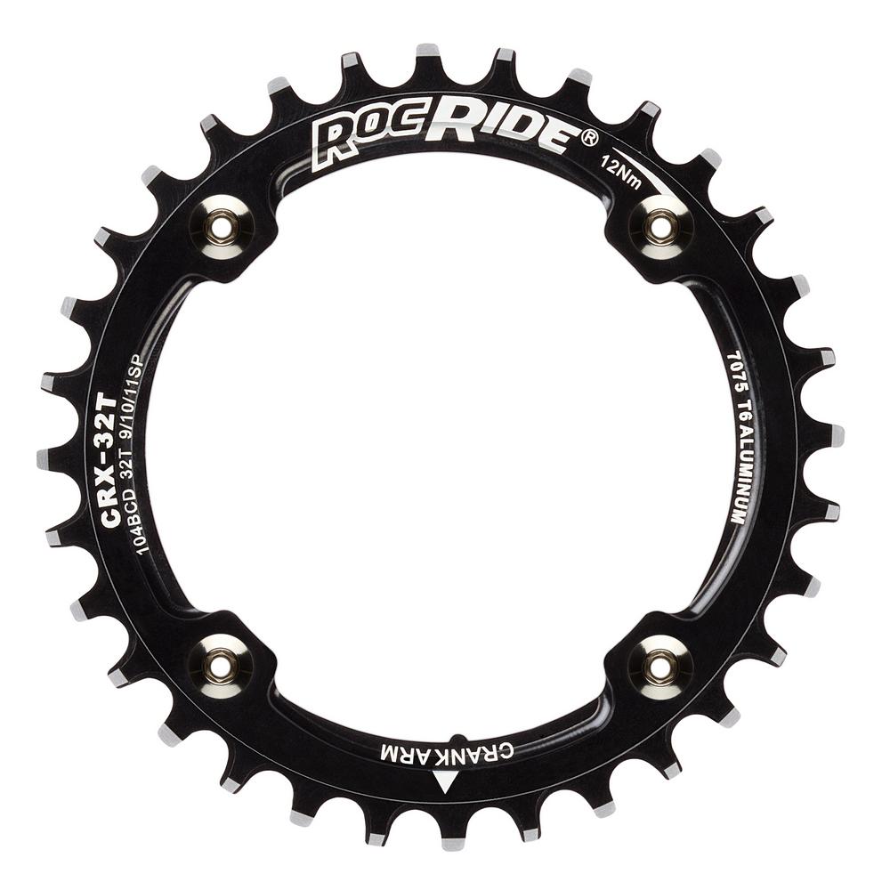 32T Narrow Wide Chainring 104 BCD Black Aluminum With 4 Steel Bolts By RocRide For 9/10/11 Speed. - image 3 of 5