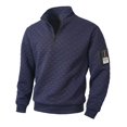 thumbnail image 2 of Kalauyu Mens Quarter Zip Sweater Men Quilted Sweatshirt Pullover Knit Long Sleeve Mock Neck Sweatshirt, 2 of 9
