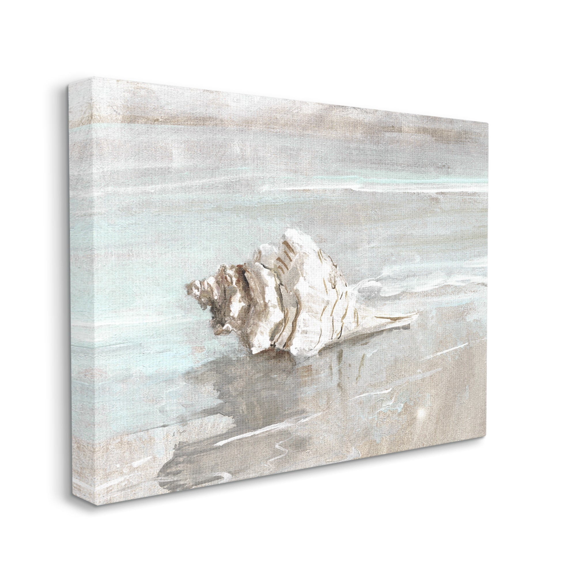 Stupell Industries Conch Resting on Quiet Shore Animal Sea Life,30 x 24, Design by Sally Swatland