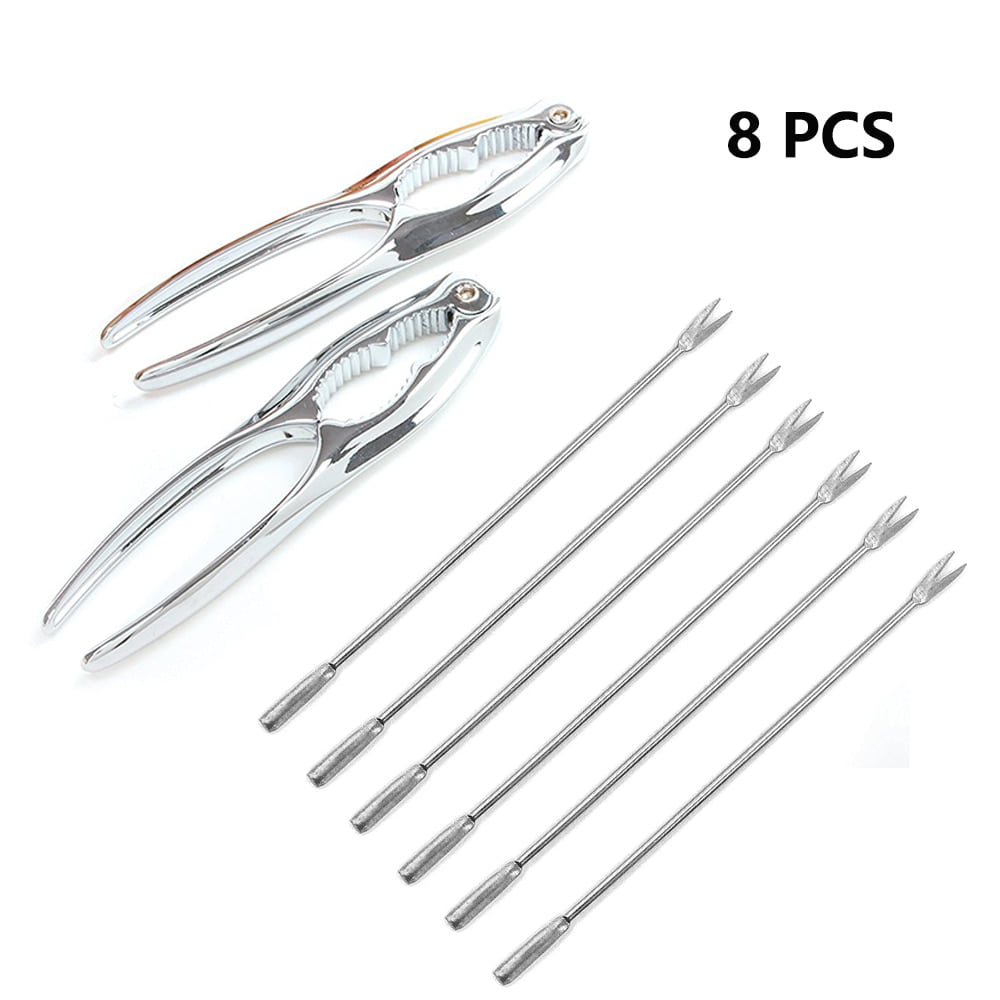 10PCS Crab Nut Crackers and Forks Stainless Steel Seafood Shellfish Tools Kit
