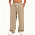 thumbnail image 4 of HomeDM Men's Wide Leg Sweatpants Drawstring Open Bottom Joggers with Pockets Casual Athletic Pants for Gym Workout, 4 of 7