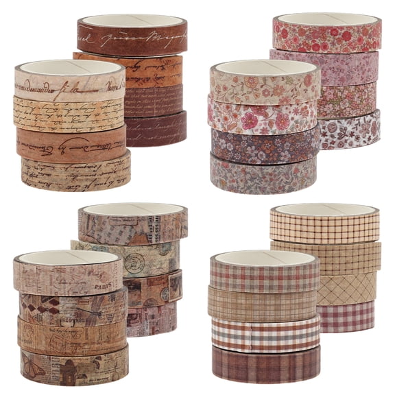 12 Rolls Washi Masking Tapes Set , Japanese Decorative Writable Vintage Washi Masking Tape for DIY Crafts Arts Scrapbooking Bullet Journal Planners Gift