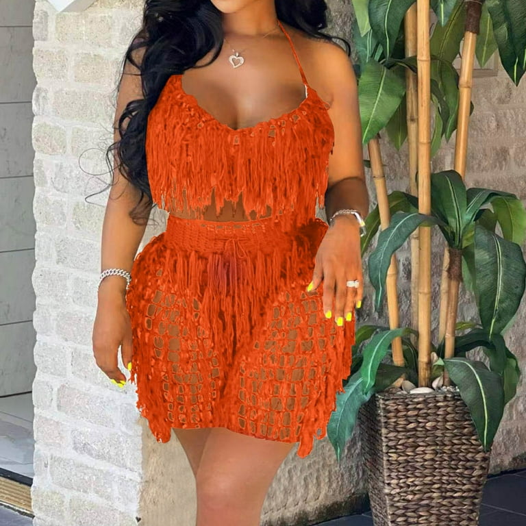 EHQJNJ Cute Outfits for Women Fashion Casual Hand Crochet Tassel