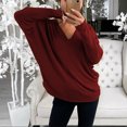 thumbnail image 3 of Womens Top Clearance Women Fashion Casual Solid V-Neck Loose Long Sleeve T-shirt Top Blouse Pullover, 3 of 5