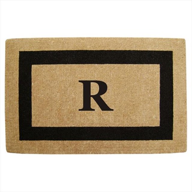 Nedia Home 02080R Photo Unique - Cadre Noir 30 x 48 Po Paillasson en Fibre de Coco Robuste - Monogrammé R