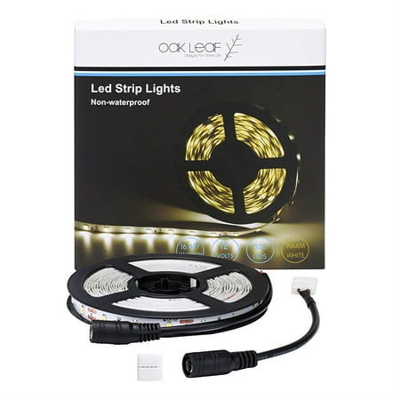Outdoor Home Decorations Oak Leaf SMD2835 4W 3000k 16.4ft Flexible LED Strip Lights 5m LED Light Strip for Home Decoration Wedding Party Outdoor Lighting - Warm White ()