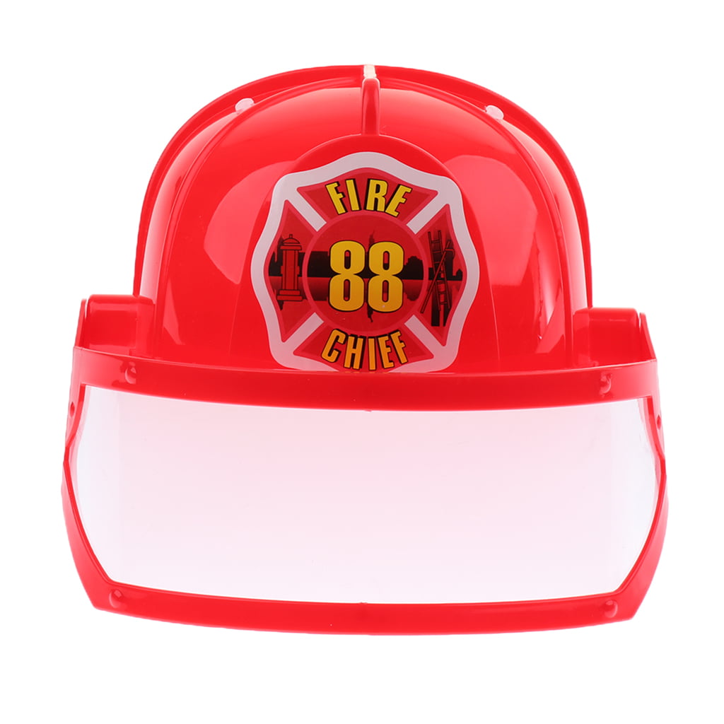 Baoblaze Simulation Role Play Game Toy Gear Fireman Helmet Fire Fighter Hat Kids Cosplay Set Toy 
