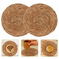 thumbnail image 2 of FELTECHELECTR 4 manteles individuales de mimbre redondos trenzados, resistentes al calor, para tazas de té y platos calientes, para decoración de mesa y cocina., 2 of 4