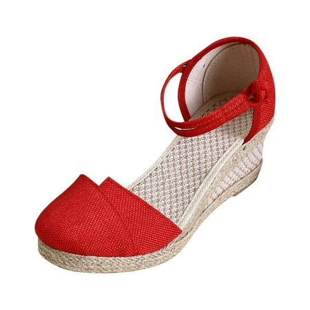

adviicd Sandals Women Dressy Summer Wedge Women s Elastica Ankle Strap Open Toe Wedge Wedge Sandals