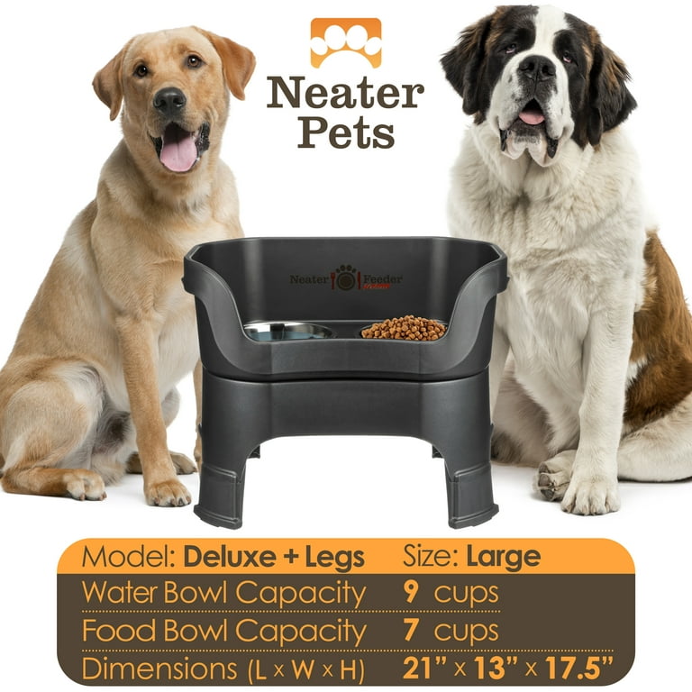 Neater Pets Neater Feeder Deluxe With Leg Extensions Mess-Proof Elevated  Food & Water Bowls for Large Dogs, Midnight Black 