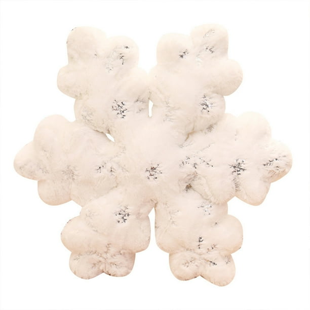 Almohadas de Lanzamiento de Navidad Almohadas de Lanzamiento de Copo de Nieve Y Cojines de Sofá 50 cm Almohadas de Navidad de Poliéster Blanco Almohadas de Lanzamiento Decorativas para la Decoración D