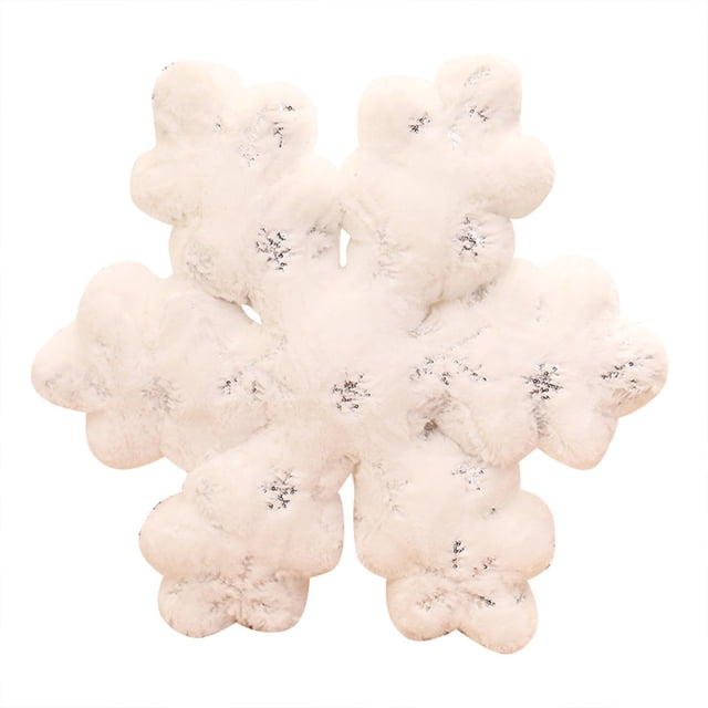Chercher节 Coussin Décoratif 50 cm Design Flocon de Neige Blanc Polyester pour Canapé