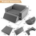 thumbnail image 6 of OLAKIDS Modular Kids Play Couch, 8PCS Toddler Sectional Sofa Building Fort for Playroom, Bedroom, Imaginative Convertible Floor Cushion, Foam Set for Boys and Girls (Grey), 6 of 9