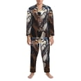 thumbnail image 3 of Kdxio Oil Painting Tribal Wolf Men’s Pajama Set Pajamas For Men 2 Piece PJ Set with Men Pajama Pants and Long Sleeve T-Shirt Lounge Set-X-Large, 3 of 7