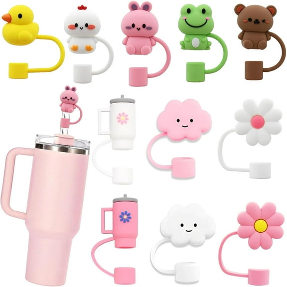 11Pcs Straw Cover for Cup, Reusable Silicone Straw Topper for Cup 30&40oz with Tumblers, 10mm 0.4in Lid Accessories