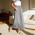 thumbnail image 5 of Gamivast Women's Skirt Pants High Waisted Elastic Waist Side Pockets Wide Leg Flowy Skirt Elegant Boho Trendy Casual Beach Vacation Travel Midi Skirt, 5 of 7