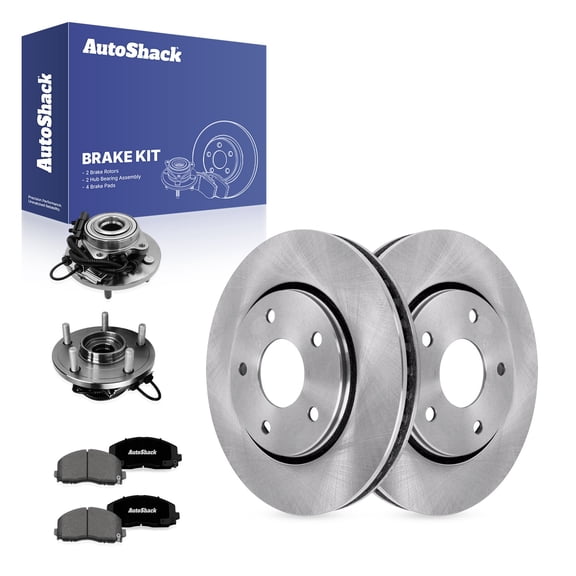 AutoShack Front Vented Brake Rotors   Premium Ceramic Pads   Hub Bearing Assembly 8-PC Brake Kit Replacement for 2015-2016 Chrysler Town & Country 11.89" (302 mm)