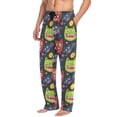 thumbnail image 5 of Men's Lightweight Pajama Bottoms Monster Pattern Design Stretch Elastic Waist Side Pockets Spring Fall, 5 of 7