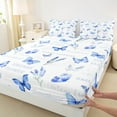 thumbnail image 3 of Manfei Cute Butterflies Full Size Sheets,Vintage Flower Bed Sheets,White Blue Sheet Sets For Girls Kids,Super Cozy Room Decor,4pcs, 3 of 7