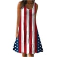 thumbnail image 2 of SDNall Fourth of July Dresses for Women American Flag Dress Summer Print Casual Loose Sleevless Crew Neck Dress Summer Dresses for Women 2024 (White Sizes:S-5XL), 2 of 9