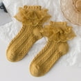 thumbnail image 3 of 1 Pair Women Socks Lolita Ruffle Lace Decor Thin High Elasticity Anti-slip Soft Breathable Solid Color Sweat Absorption No Odor Dance Socks, 3 of 7