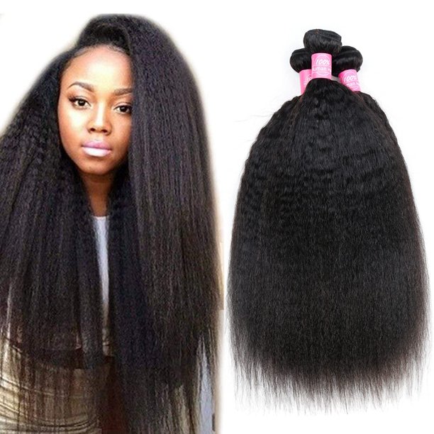 Odir Paquetes rectos rizados 14 16 18 pulgadas cabello humano sin procesar 9A brasileño Yaki pelo virgen recto 3 paquetes extensiones de cabello Remy 10.58 oz color natural