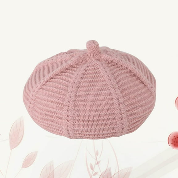 FRCOLOR Pink Wool Weaving Kids Girls Berets Wool Hat Baby Solid Color Beanie for Autumn