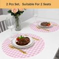 thumbnail image 5 of Pink Round 15 Inch Placemats Set of 2, Country French Rustic Buffalo Plaid Modern Art HeatResistant Non Slip Place Mats for Dining Table, Wipeable Braided Kitchen Table Mats for Housewarming, 5 of 9