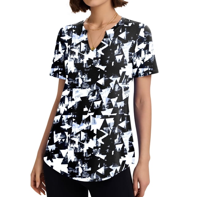 Camiseta de entrenamiento TCOT con cuello en V triangular de manga corta para mujer