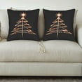 thumbnail image 3 of Set of 2 18x18in Throw Pillow Covers - Modern Black Christmas Tree Design with Glowing Orange Lines Perfect for Couch Bed or Car, 3 of 8