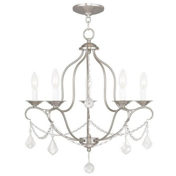 Traditional French Country Five Light Chandelier-Brushed Nickel Finish Bailey Street Home 218-Bel-1261135