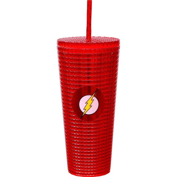 Spoontiques - Diamond Tumbler - Textured Cup with Straw - Double Wall Insulated and BPA Free - The Flash Diamond Cup
