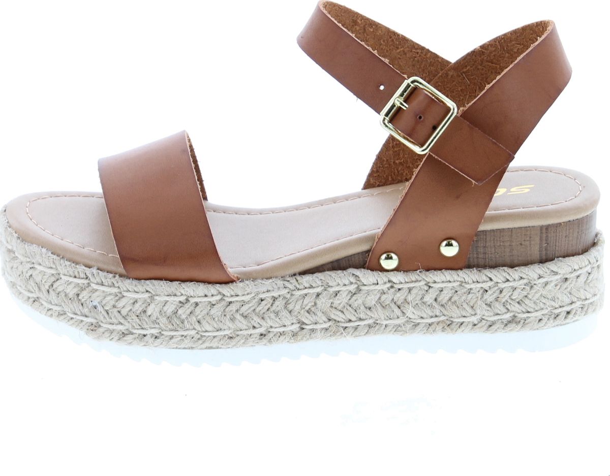 soda clip womens casual espadrilles trim flatform studded wedge