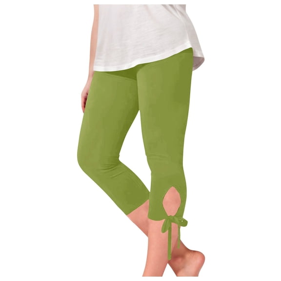 Girls Stretchy Capri Leggings Summer Solid Color Casual Yoga Beach Workout Pants Clothes