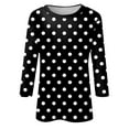 thumbnail image 5 of LISTHA 3/4 Sleeve Womens Tops Polka Dot Casual Shirts Crew Neck Trendy Going Out Blouses Loose Plus Size Tunic Tops Black 3XL, 5 of 5