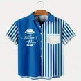 thumbnail image 1 of Men‘s Father‘s Day Striped Patchwork Print Vintage Short Sleeve Bowling Shirt, 1 of 3