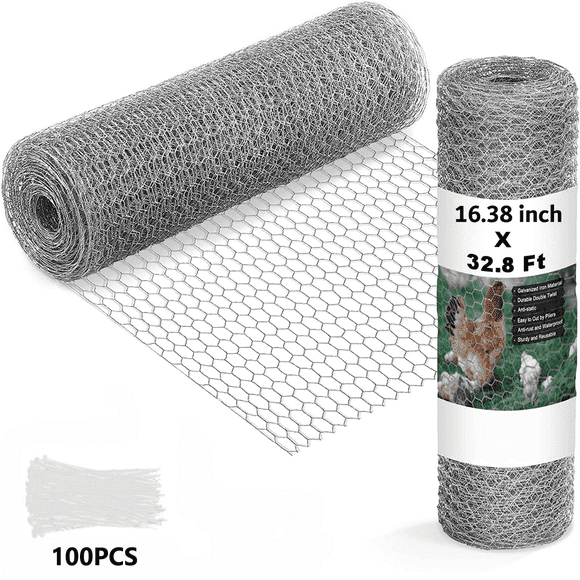 AMERTEER Chicken Wire Poultry Wire Netting Hexagonal Galvanized Mesh Garden Fence Barrier for Pet Rabbit Chicken Fencing